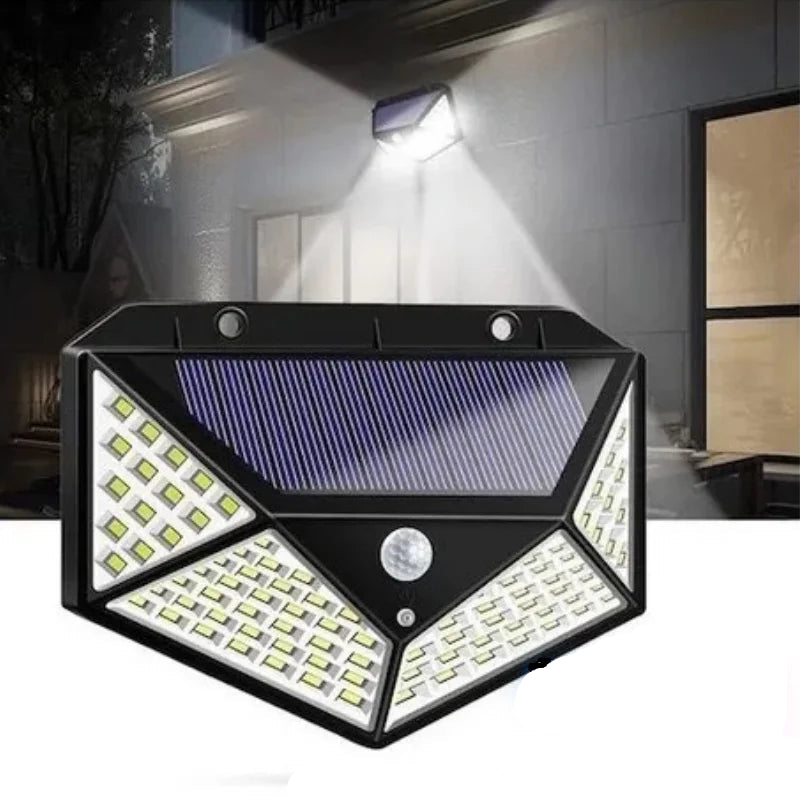 Luminária/Luz/Luz de Emergência para Parede C/Placa Solar 100 Led Sensor Presença Com 3 Funções