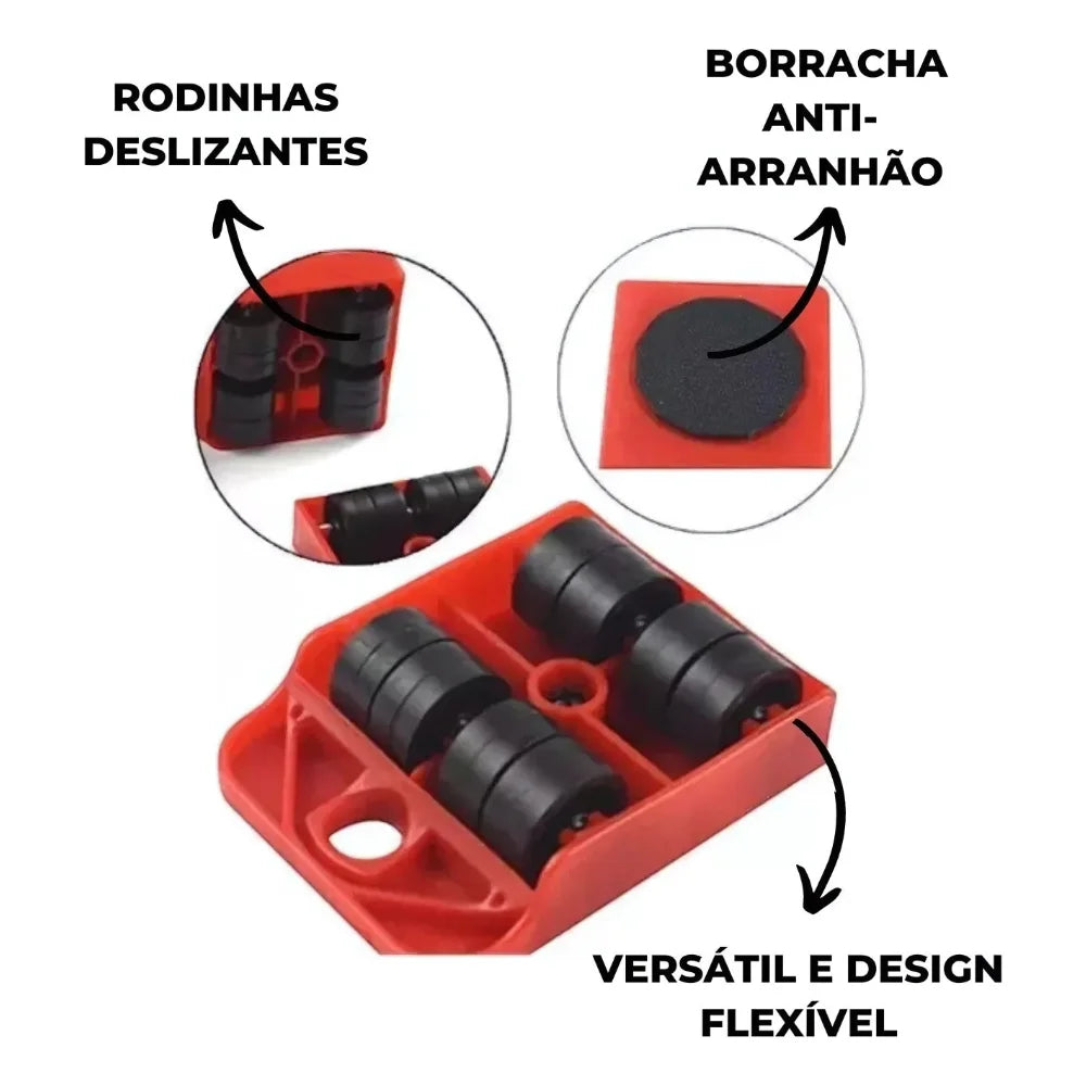 Suporte 5 Peças Movedor Rodinhas para Levantar e Mover Móveis e Transporte Easy Lift