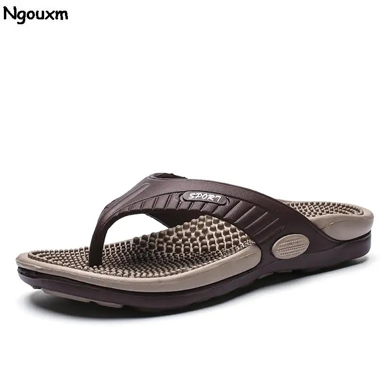 Chinelos para Homens Massagem Antiderrapante Fresco Exterior Flip Flops Respirável Sandálias de Biqueira de Sola Grossa