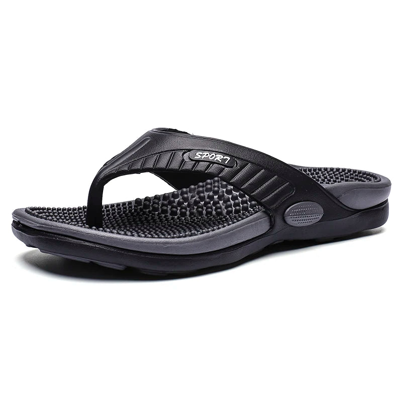 Chinelos para Homens Massagem Antiderrapante Fresco Exterior Flip Flops Respirável Sandálias de Biqueira de Sola Grossa