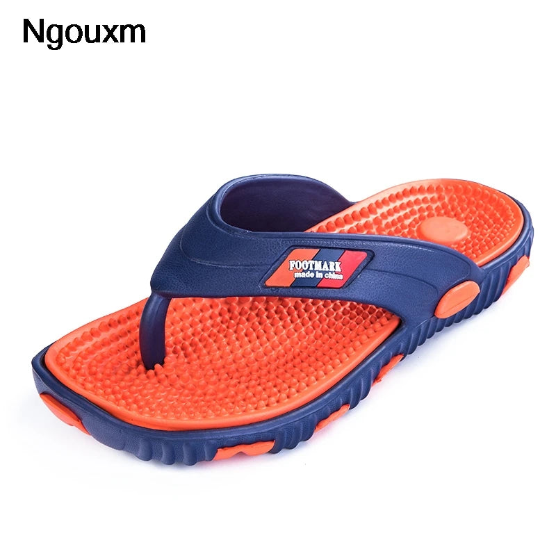 Chinelos para Homens Massagem Antiderrapante Fresco Exterior Flip Flops Respirável Sandálias de Biqueira de Sola Grossa