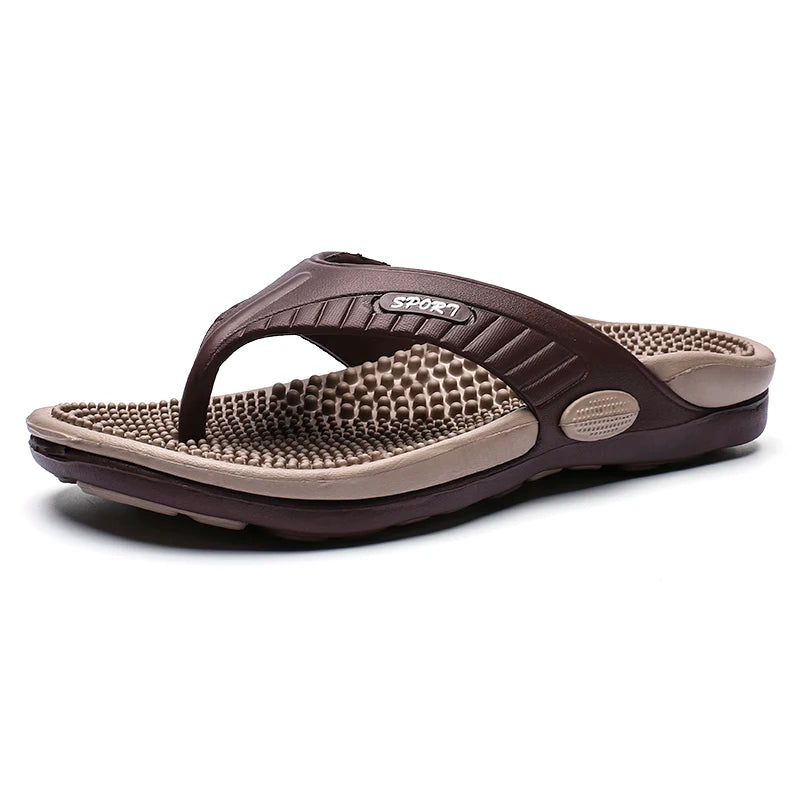 Chinelos para Homens Massagem Antiderrapante Fresco Exterior Flip Flops Respirável Sandálias de Biqueira de Sola Grossa