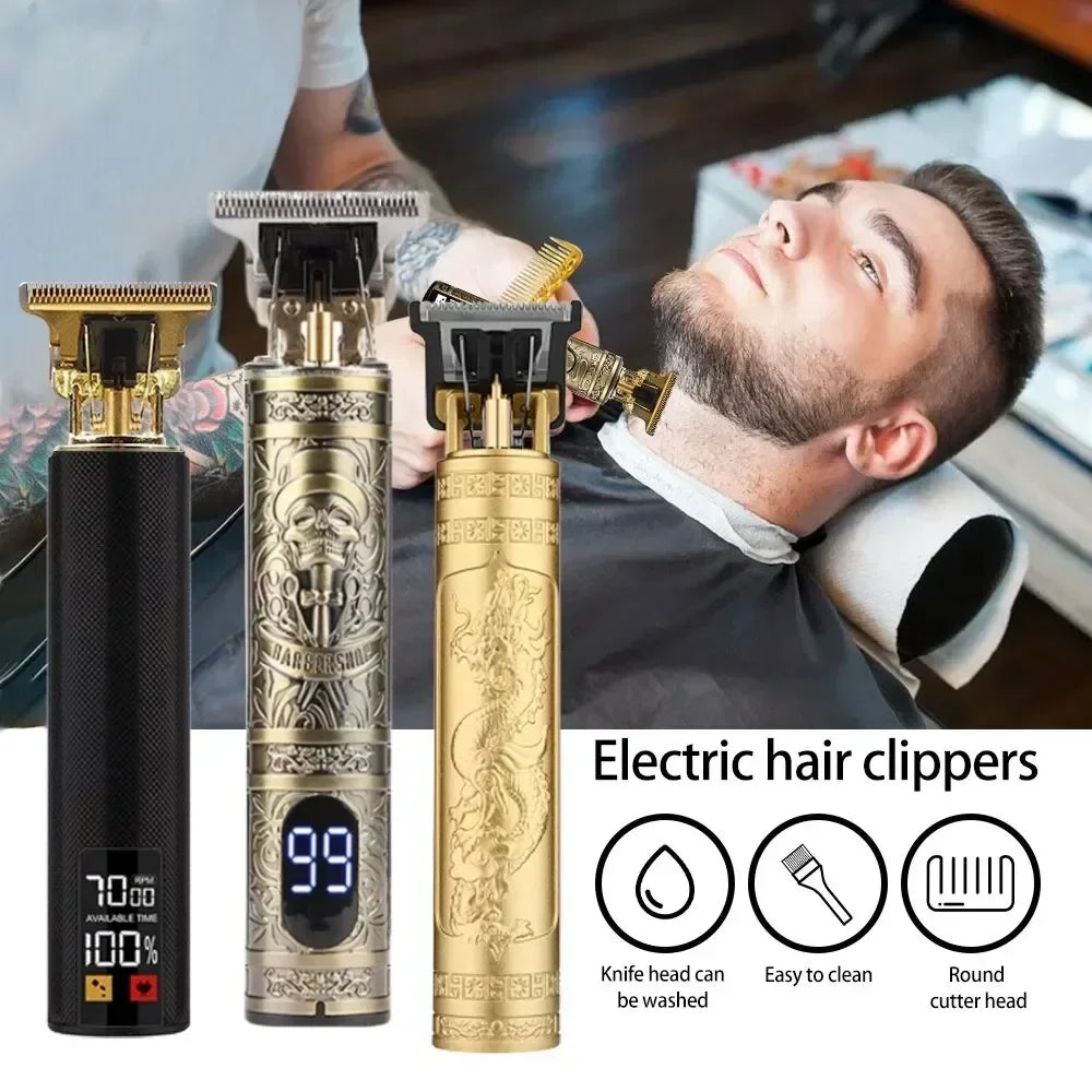 T9 Máquina de corte de cabelo profissional sem fio Aparador de cabelo elétrico com tela digital Máquina de cortar cabelo Barbeador de barba masculino Barbeiro para homens