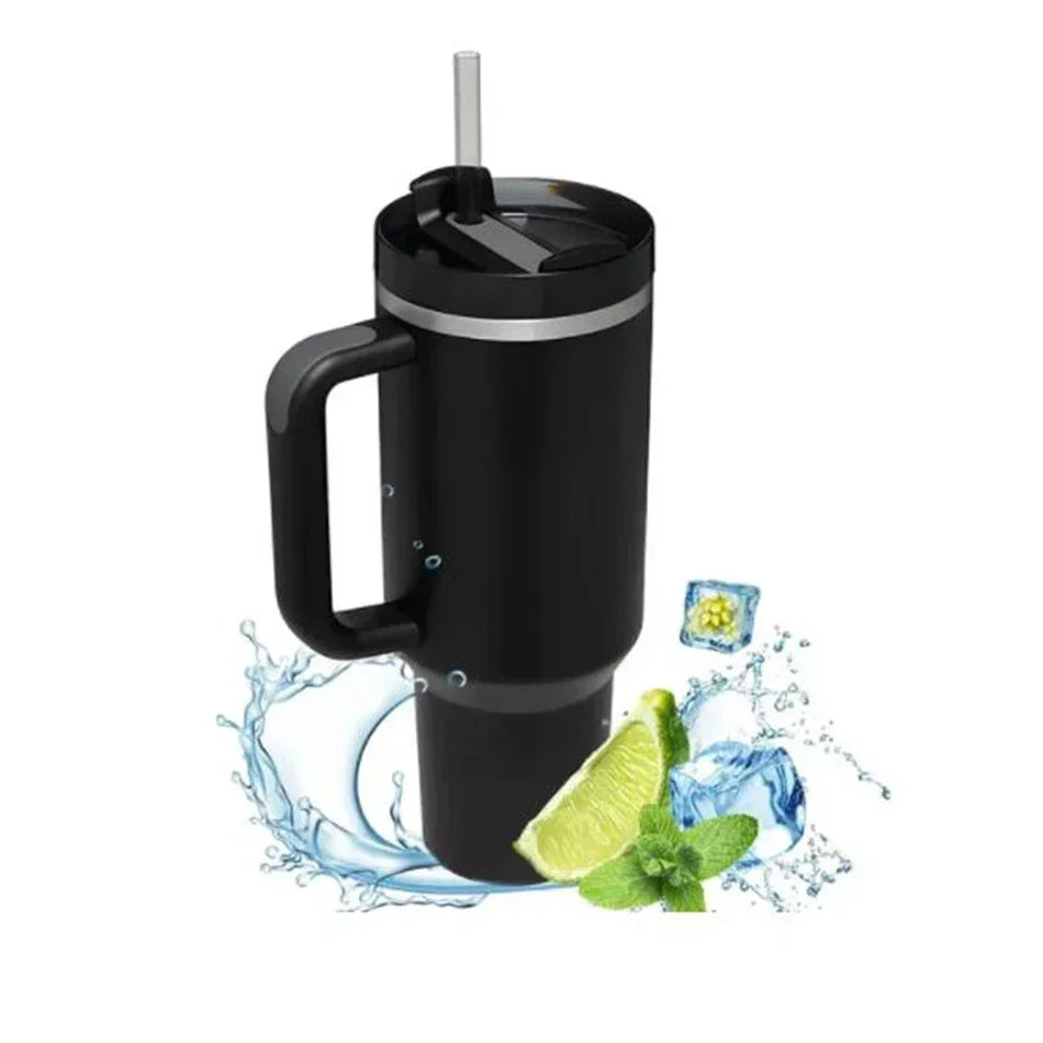 Garrafa de água isolada de aço inoxidável 1200ML 304, copo térmico para café, canecas quentes e frias, garrafa térmica com alça, canudo, para esporte