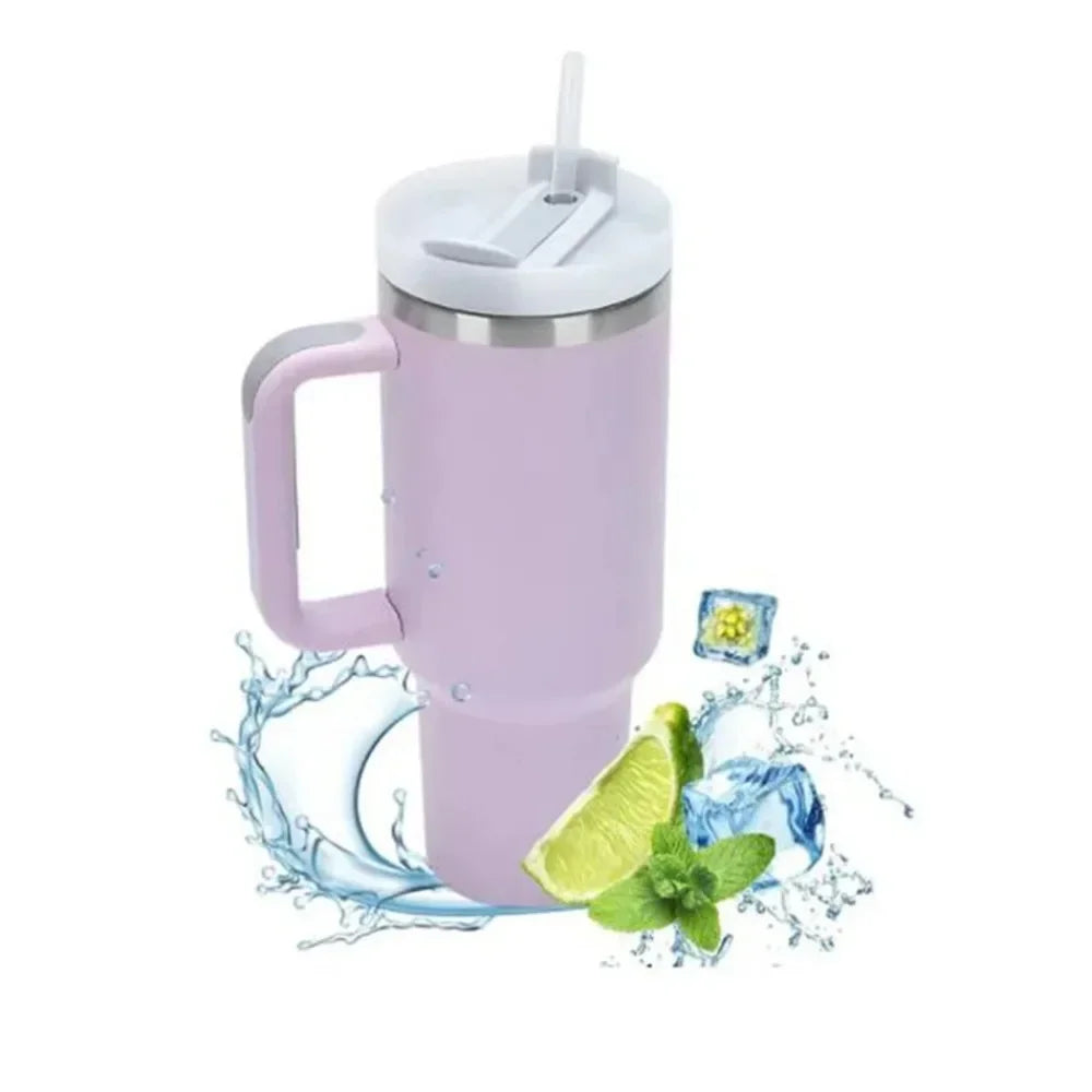 Garrafa de água isolada de aço inoxidável 1200ML 304, copo térmico para café, canecas quentes e frias, garrafa térmica com alça, canudo, para esporte