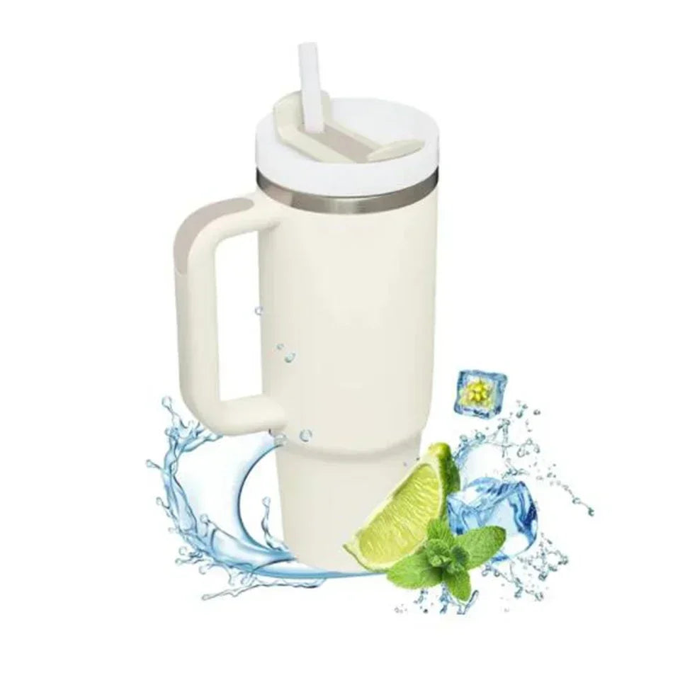 Garrafa de água isolada de aço inoxidável 1200ML 304, copo térmico para café, canecas quentes e frias, garrafa térmica com alça, canudo, para esporte